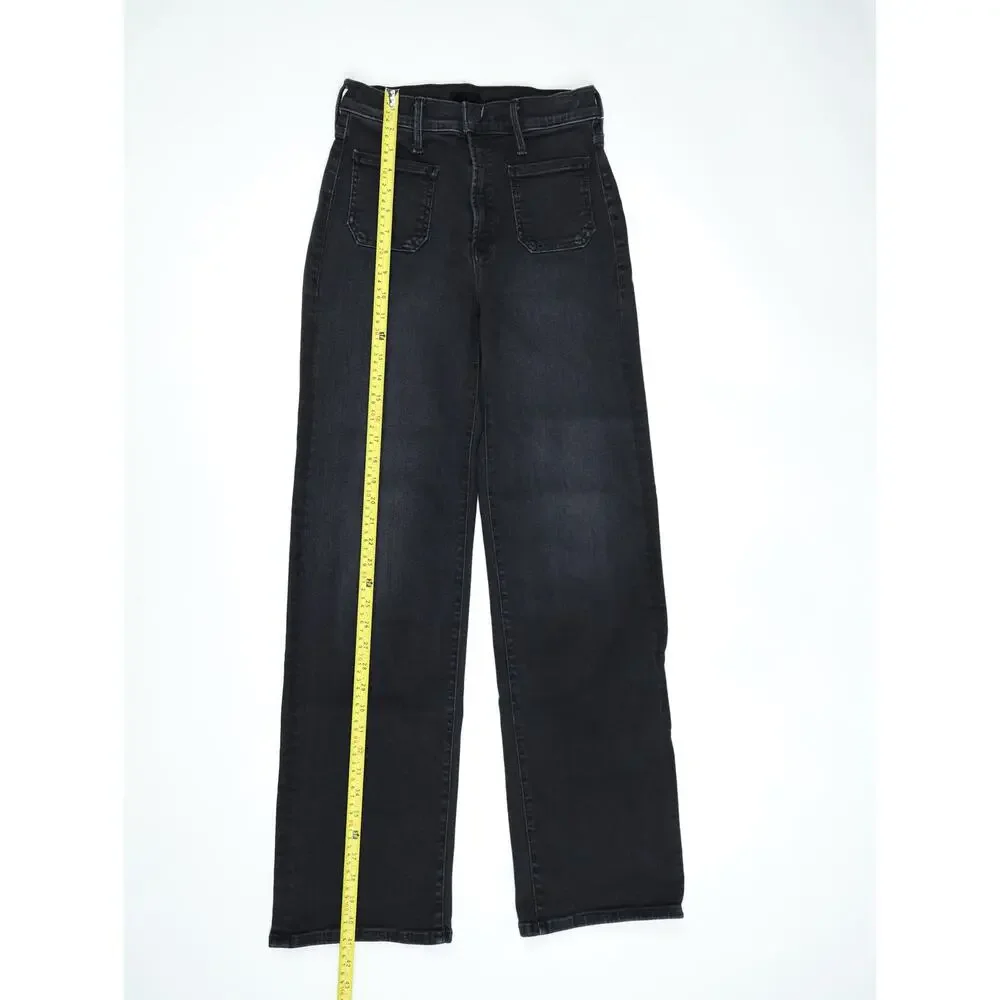 MOTHER Rambler Zip Sneak Washed Black Straight Leg Jeans Patch Pocket 25 Capsule - Picture 10 of 16
